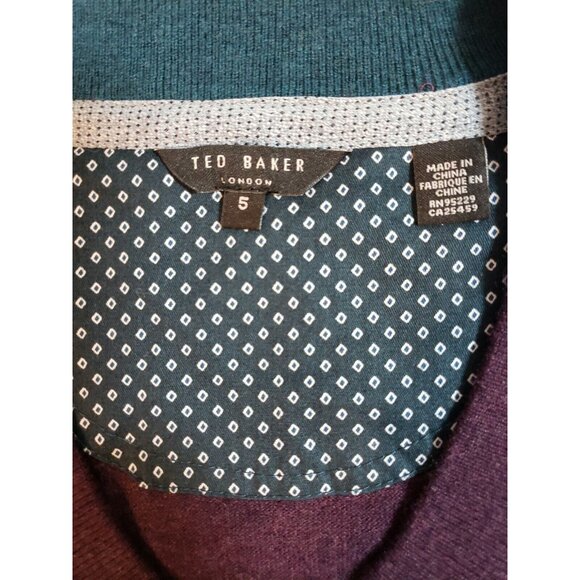 Ted Baker Mens Purple V-Neck Sweater wool silk cashmere  Size 5 - Picture 6 of 16